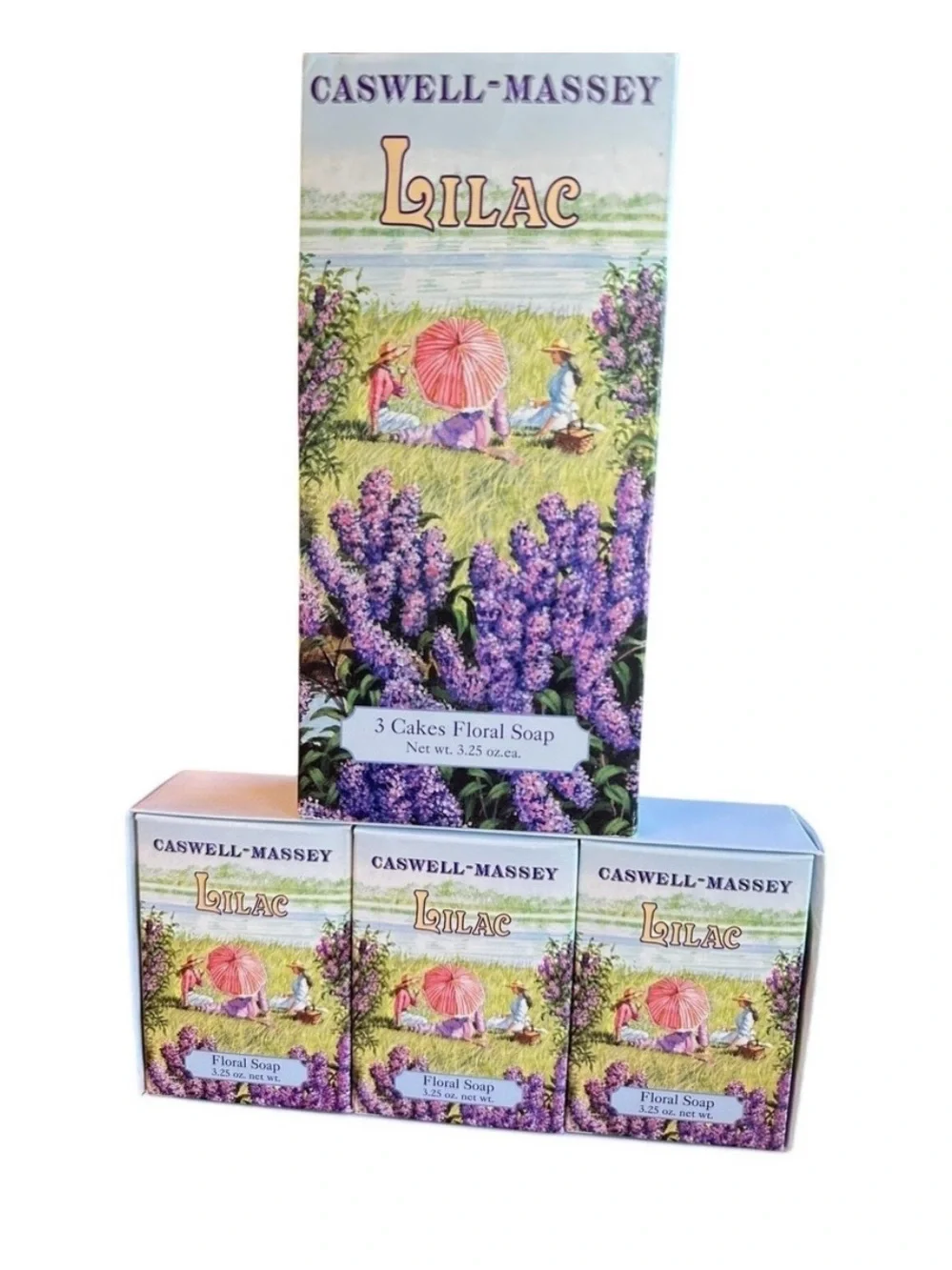 Caswell-Massey Lilac Floral Soap - set of 3 bars - Vintage and Discontinued